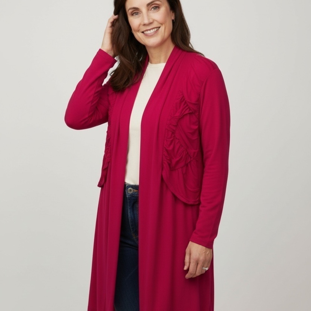 Colour Works Draped Longline Cardigan – Hot Pink – Size M - Picture 4 of 8